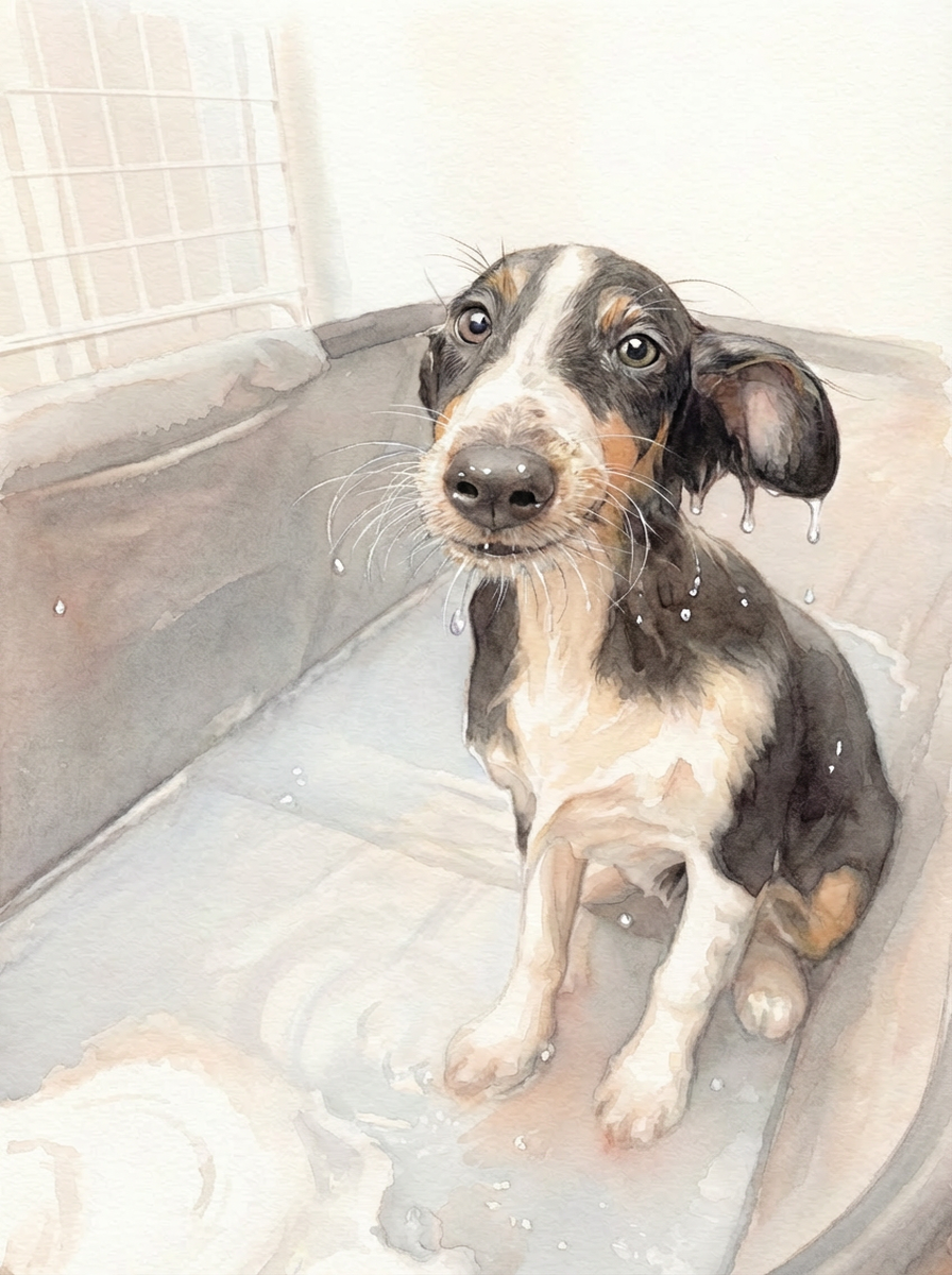 三色小狗水彩插画_896x1200