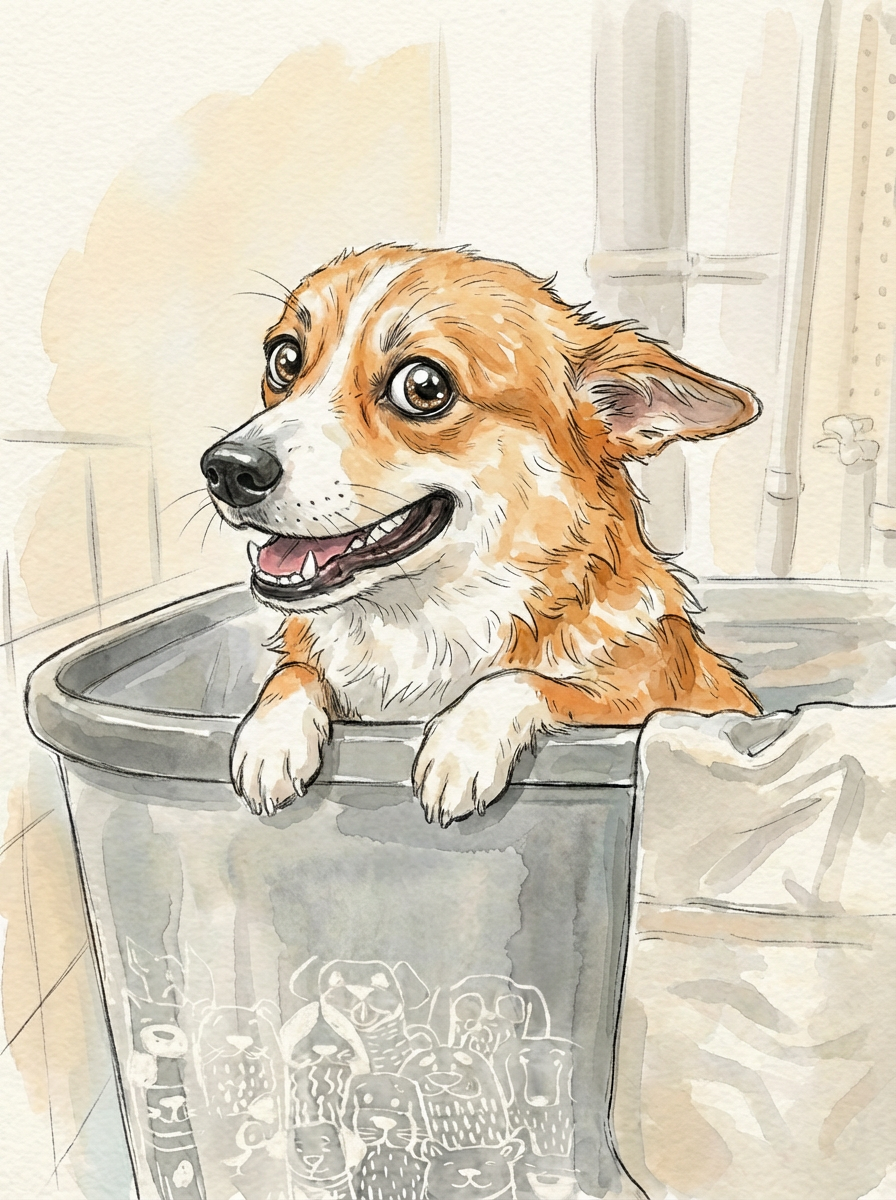 柯基侧面洗澡_无泡泡