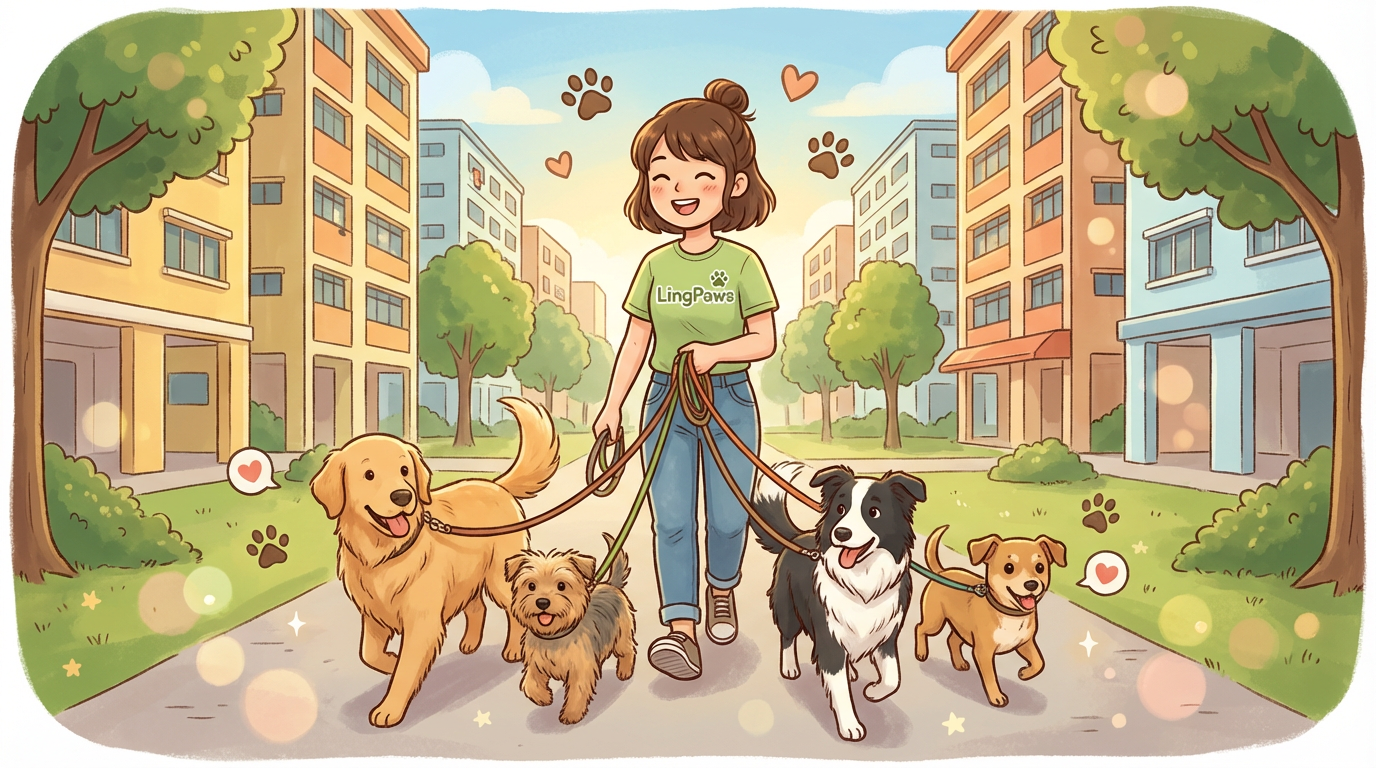 灵宠苑新加坡HDB社区遛狗场景