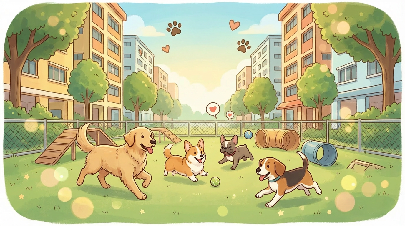 狗狗在Dog Run开心玩耍